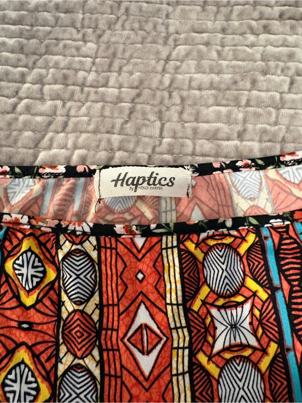 Haptics Boho Floral Patchwork Square Neck Babydoll Top in Black Multi, 1X - Picture 3 of 7